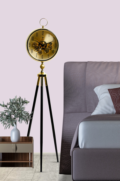 VOGUE VENUE Premium Vintage Tripod Foot Clock Adjustable Wooden Stand Antique Style Decorative Standing Clock