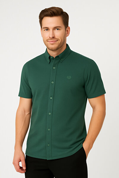 ModaPlaza Men's Wafflle Short Sleeve Shirt 1011