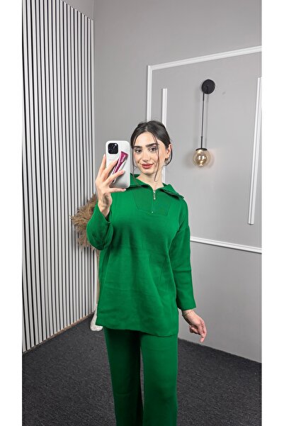 TEXXANA Long Sleeve Knitwear Set with Zipper at the Neck