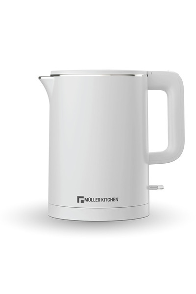 Muller Kitchen Electric Kettle, 1000W, 1L Capacity, Auto Shut Off, Stainless Steel Inner Body, White - MK-6061