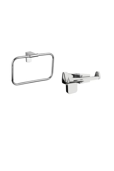 Zethome F1 Series Chrome Stainless Square Towel Holder and Robe Bathroom Set