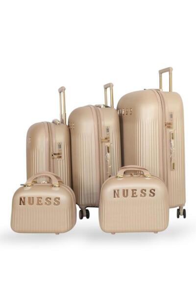nuess Travel bag set - 5 pieces, including 3 trolley bags and 2 makeup bags - with flexible covers - and a fixed digital lock