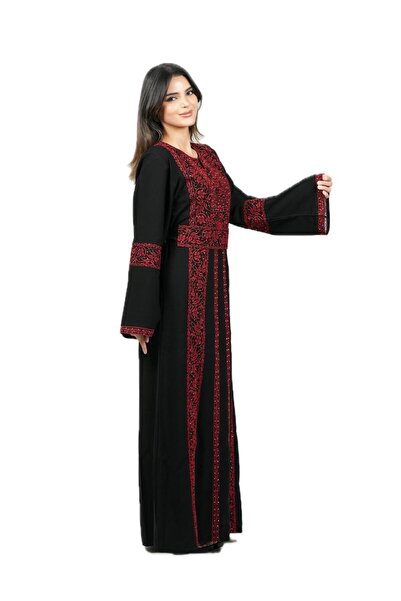 al bent al sharqieh Ladies Printed Jalabiya - Full-Sleeve crepe Dress with belt