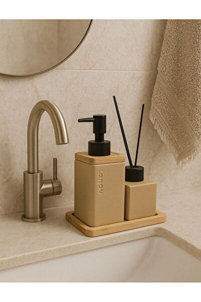 Genel Markalar AHŞAP TEPSİLİ SABUNLUK VE KOKULUK BANYO TAKIMI BANYO DÜZENLEYİCİ