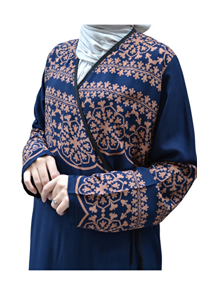 Bilenler Geometric Patterned Double Breasted Prayer Dress – Side Tie, Comfortable Fit Size 36–46