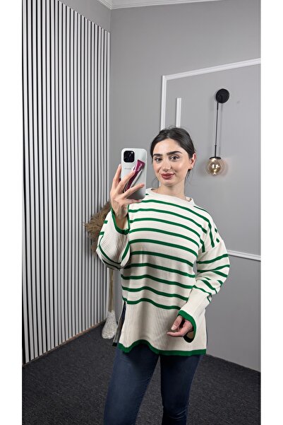 TEXXANA Zero Collar Long Sleeve Striped Knitwear