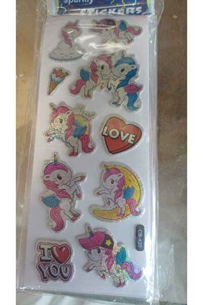 BADE TOYS Sparkly STICKERS UNİKORN Temalı Kabartma Stıcker 1 Kartela