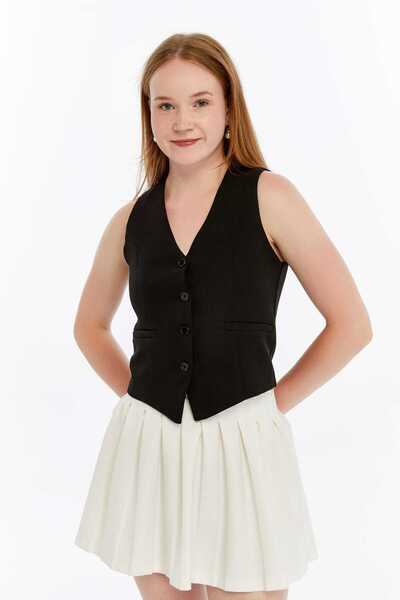 lovmi Γυναικείο γιλέκο με λαιμόκοψη σε σχήμα V, με επένδυση, εφαρμοστό στο σώμα και με κουμπιά, κομψή εμφάνιση