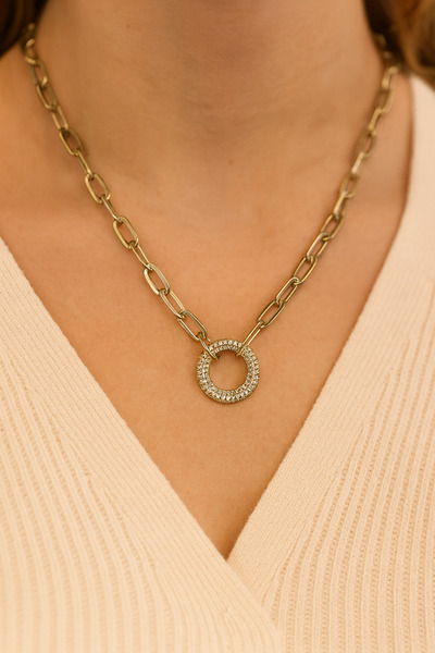 G Sport POLO Ring Detailed Zircon Necklace