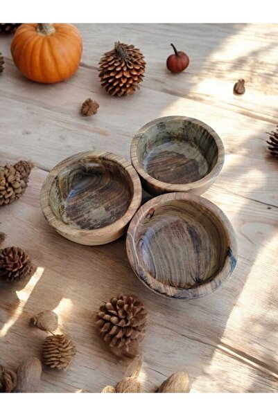Toyaso Olive Wood Handmade Natural Bowl Snack Bowl Sauce Bowl Presentation Serving Bowl 1 Piece 10X10 cm