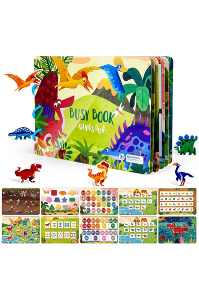 OEM Educational activity book with reusable stickers, 10 pages, dinosaurs