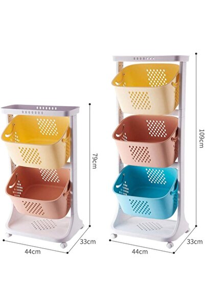 AZAF 3 Tier laundry basket removable washing basket on wheels laundry hamper