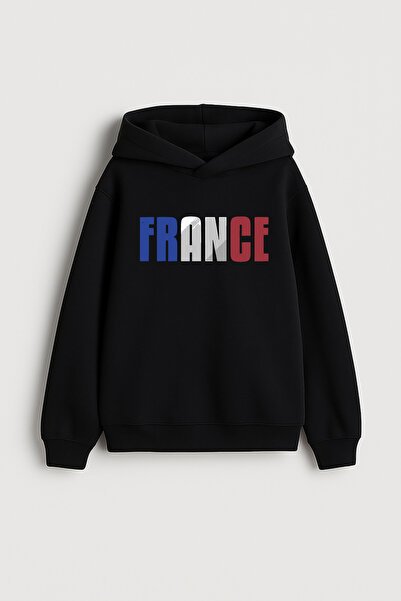 MODA Franța France Yaz cu imprimeu Femei Bărbați Copii Negru cu glugă Swea tr...