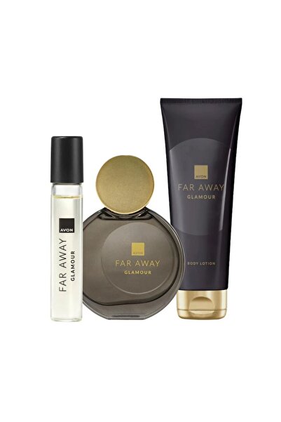 AVON Set 3 produse Far Away Glamour, - Apa de parfum 50 ml, Lotiune de corp 125 ml si Mini-Apa de pa