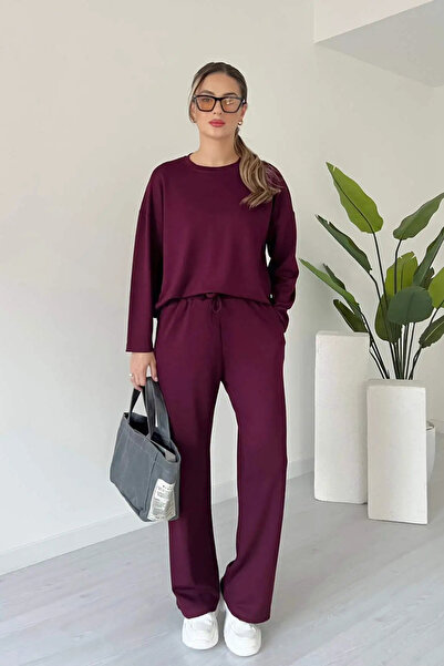 MODAMİNEM Women's Modal Fabric Long Sleeve Basic Tracksuit Set
