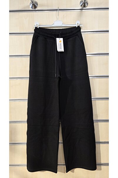 trendbysena Γυναικείο μαύρο παντελόνι αθλητικού τύπου Modal υφασμάτινο με φαρ...