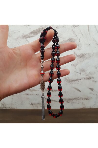 Kehribar Diyarı Kişiye Özel Kırmızı Sürmeli Ateş Kehribar Tesbih