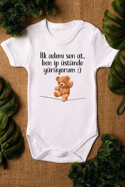 FORMİRA Organic 100% Cotton Teddy Bear First Step You Are My Baby Bodysuit Sh...