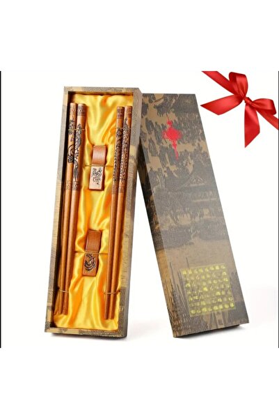 esdekor Chinese Dragon with Wood 2 Pairs of Reusable Wooden Trash Can Lids