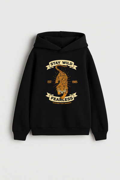 MODA Kaplan Štampano Djevojčice Dječaci Crna Sa kapuljačom Dukserica sa kapul...