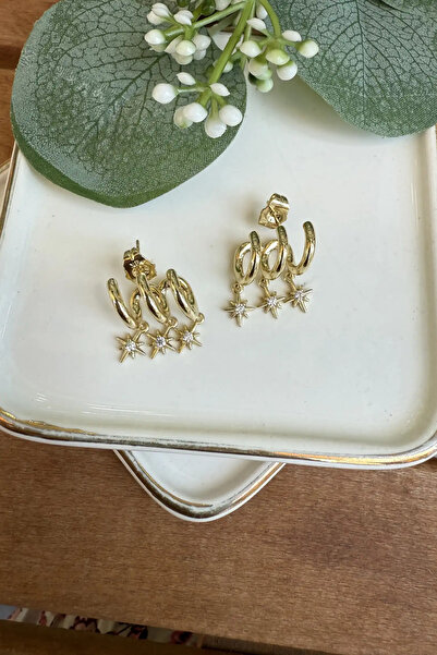 AURA ATELIER Steel Triple Star Dangle Earrings