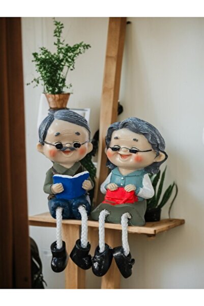 lstri Hediyelik 2’li Dede ve Nine Ayakları Sallanan Dekoratif Biblo