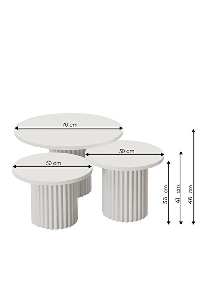 FAYMEND NUUNY Bohem Modern 3'Lü Ahşap Sehpa 'CEVİZ'