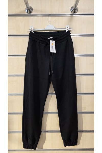 trendbysena Women's Black Sweatpants Modal Fabric with Elasticated Cuffs