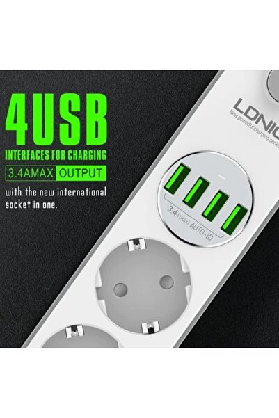 Generic 4 USB Socket 4-Way Power Strip Extension Cable 2 Meter