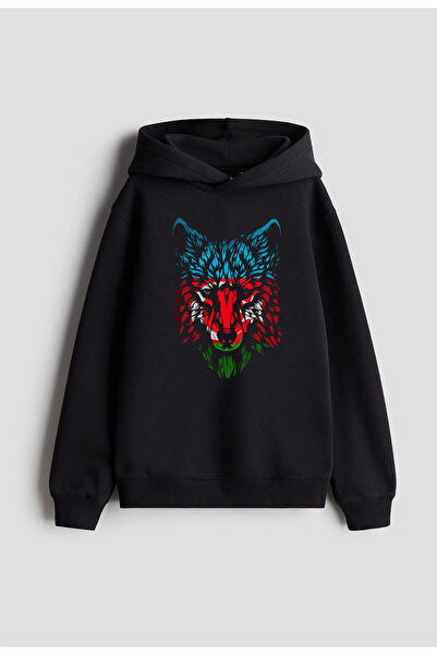 MODA هوديي مطبوع عليه شعار أذربيجان وولف بوسكويرت للنساء والرجال والأطفال بال...