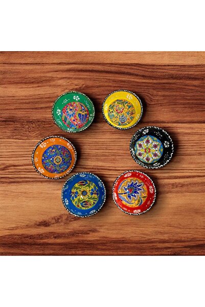 DmrTuhafiye Ceramic Snack Bowl Sauce Bowl Breakfast Serving Bowl Handmade - Embossed Floral Pattern