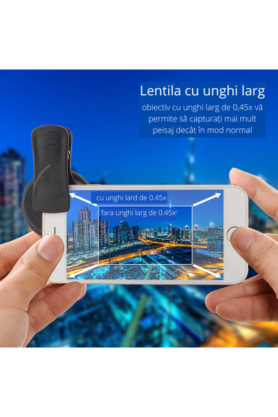 APEXEL 2-in-1 HD Phone Lens Set with Clips – 0.45x Wide + 12.5x Macro, Universal, Black