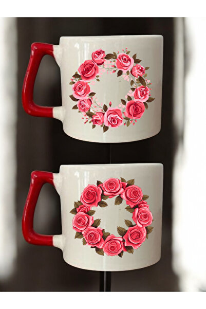 lili hediyelik طقم من كوبين للقهوة بتصميم زهرة دائرية من السيراميك - أكواب سي...