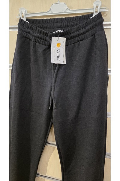 trendbysena Women's Black Sweatpants Modal Fabric with Elasticated Cuffs