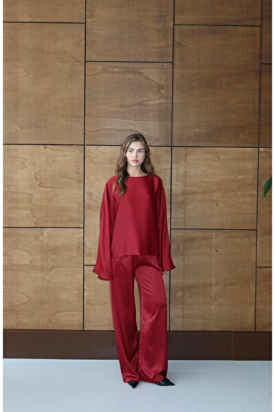 Jeevee Set casual din satin cu croiala simpla