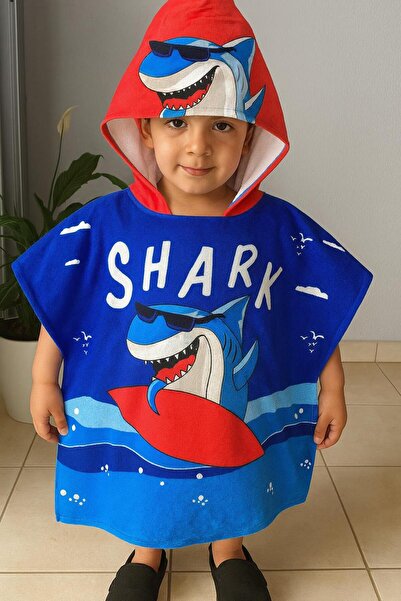 RAPAPA Children's Shark Hooded Poncho Beach Towel-0030-T