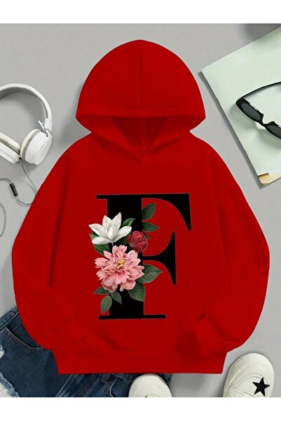oneagılyazı F' Letter Printed Hooded Sweatshirt