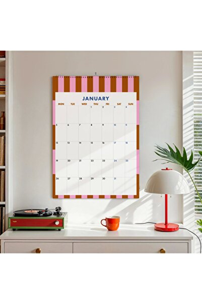 bi'aldım 2026 Duvar Takvimi, Aylık Planlayıcı Takvim, 33X48 cm & A4 Takvim, Renkli Soyut Modern Sanat Duvar T