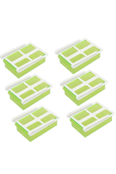 Generic 6-Piece Green/White Refrigerator Storage Box