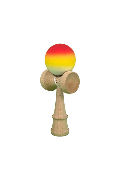 Berbis Kendama X Originala - Jucarie din Lemn, 18 cm, Model Rosu-Galben-Alb i...