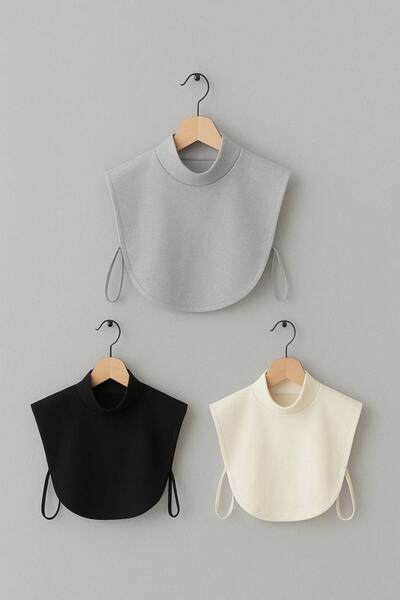 İSTANBULSTYLEMODA 3 ΤΕΜ. Κολάρο - ΑΣΗΜΕΝΙΟ - ΜΑΥΡΟ - ΕΚΡΟΥ - BYK090925 ΣΑΛΙ