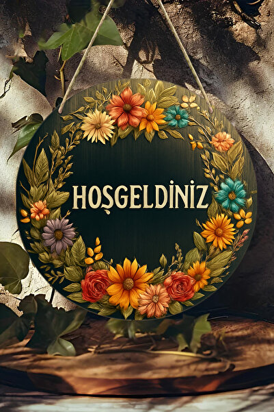 kutuTR Hoş Geldiniz UV BASKI 3D GÖRÜNÜMLÜ MDF Kapı Süsü | Askılı, Silinebilir, Dekoratif 33 CM KS015