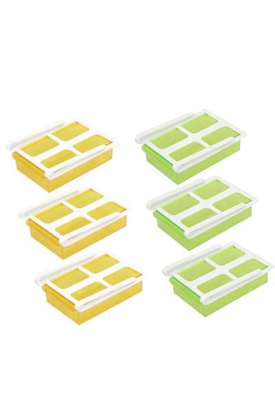 Generic 6-Pack Yellow/White Refrigerator Storage Box