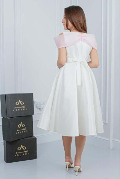 arushi White Mikado Evening Dress