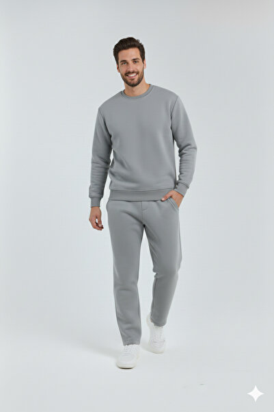 OXVİN Σετ φόρμας oversize με ίσιο πόδι, με λαιμόκοψη τριπλής κορδέλας, μαλακό εσωτερικό βαμβακερό