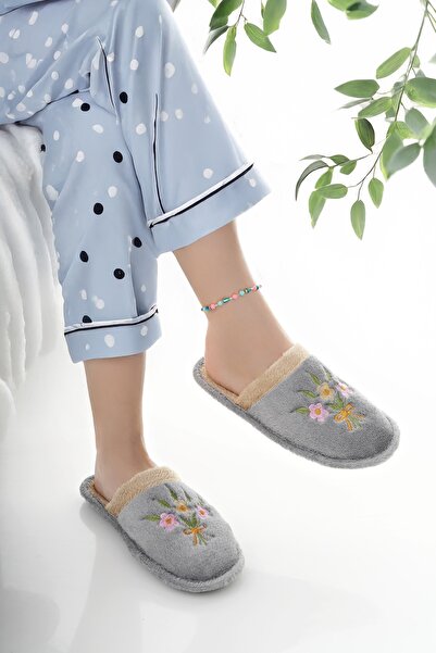Modafırsat Women's House Slippers Plush Washable Wool Inside Fur Slippers Guest Dowry Bundle Bridal Slippers