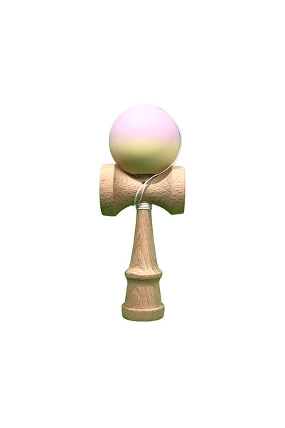 Berbis Kendama X Originala - Jucarie din Lemn, 18 cm, Model Roz-Galben in Deg...
