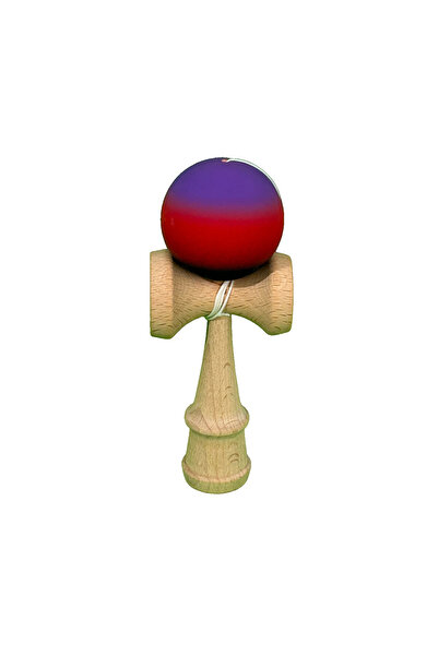Berbis Kendama X Originala - Jucarie din Lemn, 18 cm, Model Mov-Rosu-Negru in...