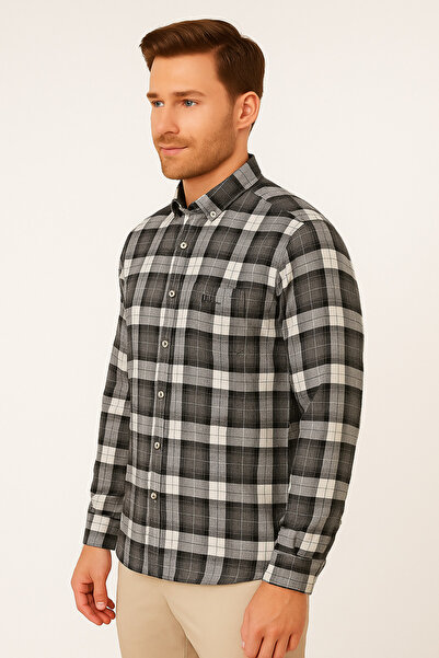 ModaPlaza Classic Checkered Melange Long Sleeve Shirt Pier Chuvin