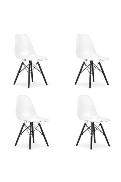 Avex Set de 4 scaune în stil scandinav, Artool, Osaka, policarbonat, lemn, tr...